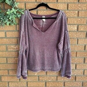 Free People Dahlia Split Neck Top Size Small